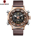 KADEMAN 9071 Creative LED Digital Watch Dual Display Fashion Sport Watches Quartz Male Clock Stainless Steel Relogio Masculino